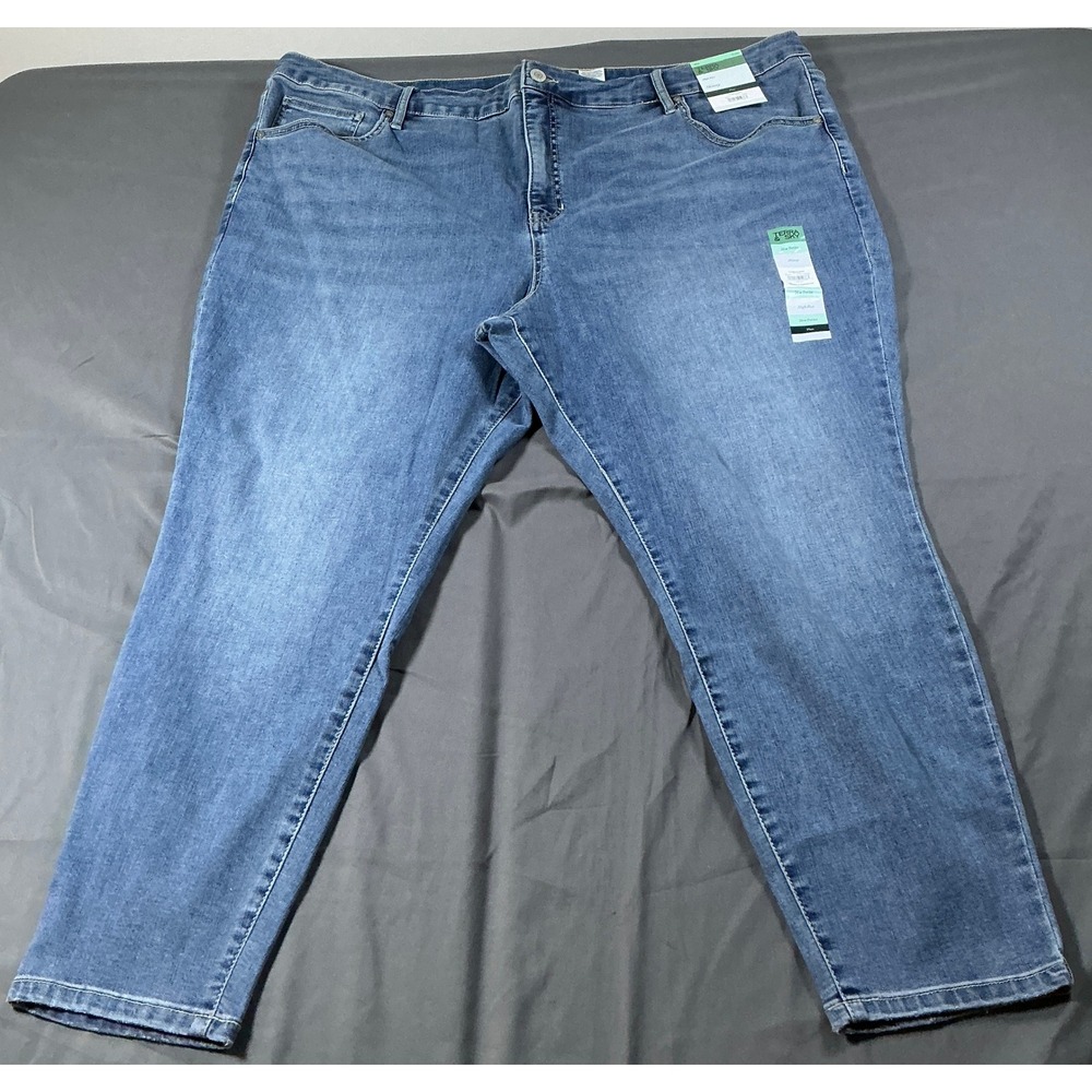 Terra & Sky Womens 26W Petite High Rise Skinny Jeans Medium Wash Denim New